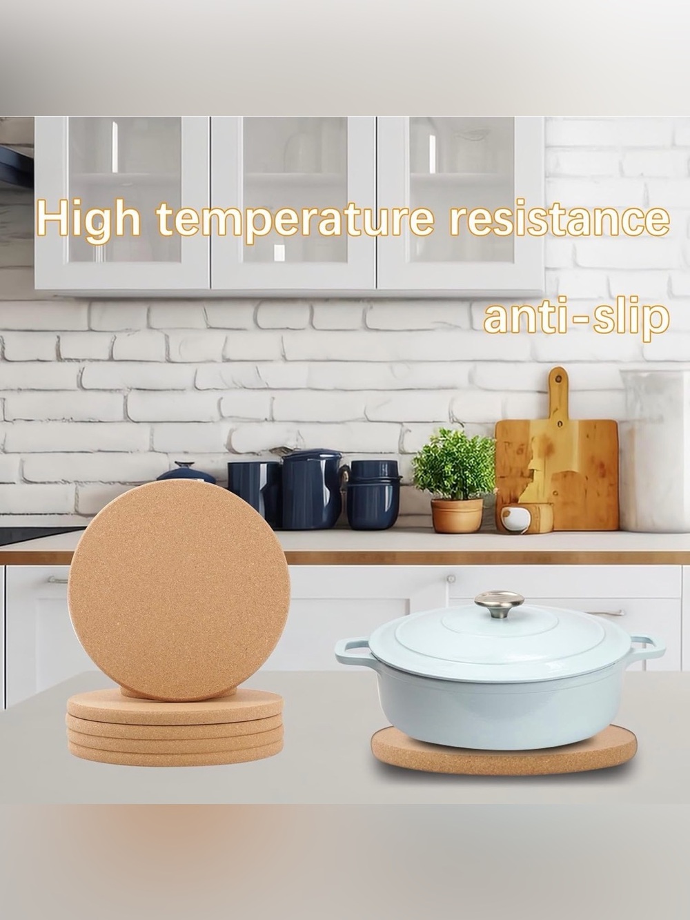 NEW Cork Heat Resistant Slip Proof Trivet can be customized 8" x 8" - Picture 3 of 10
